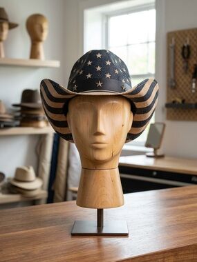 Western Heritage Patriotic Straw Cowboy Hat - Black and grey